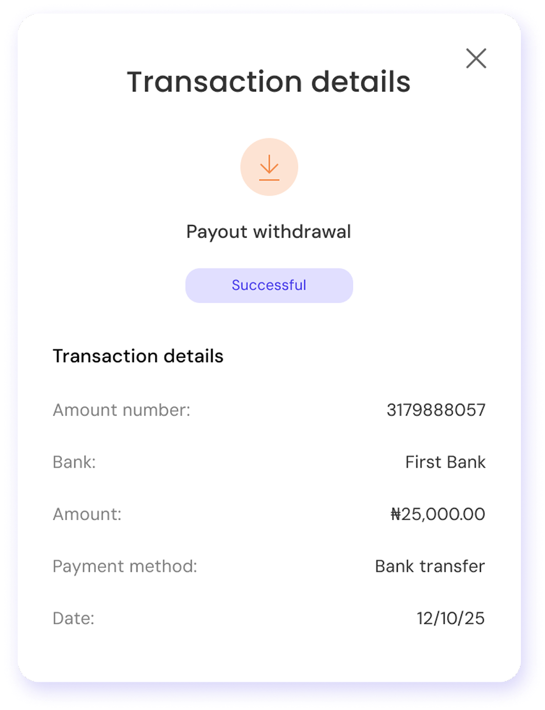 Instant order payouts